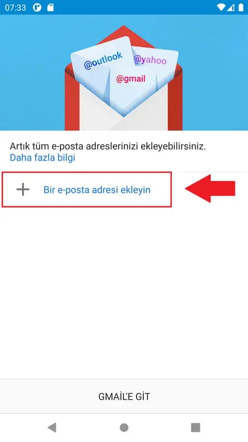 Adım 2: Hesap Ekleme Ekranını Açın