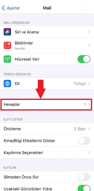 Adım 2: Hesaplar Bölümüne Gidin