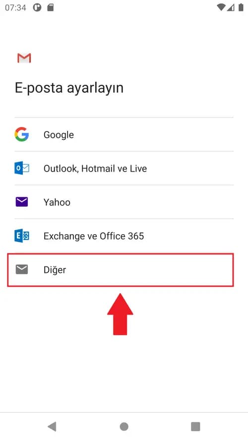 Adım 3: E-posta Sağlayıcısını Seçin